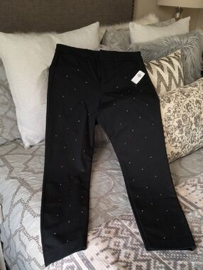 Old Navy Black Straight-Leg Pants with Subtle Stud Accents